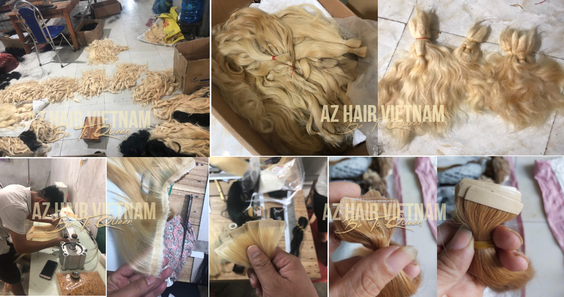 PROCESSING TO MAKE THE TAPE IN HAIR EXTENSIONS. Photo by AZ COMPANY