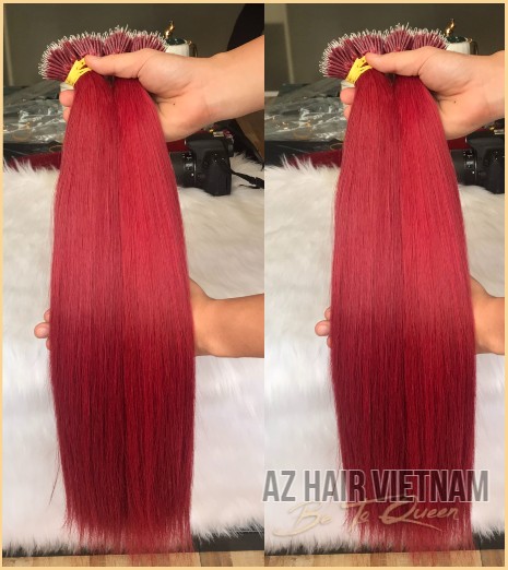 Nano Tip Hair Extensions Straight Hair Color Red