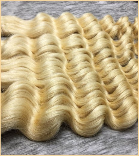 Weave Hair Deep Curl Real Human Hair Extensions Blonde Color