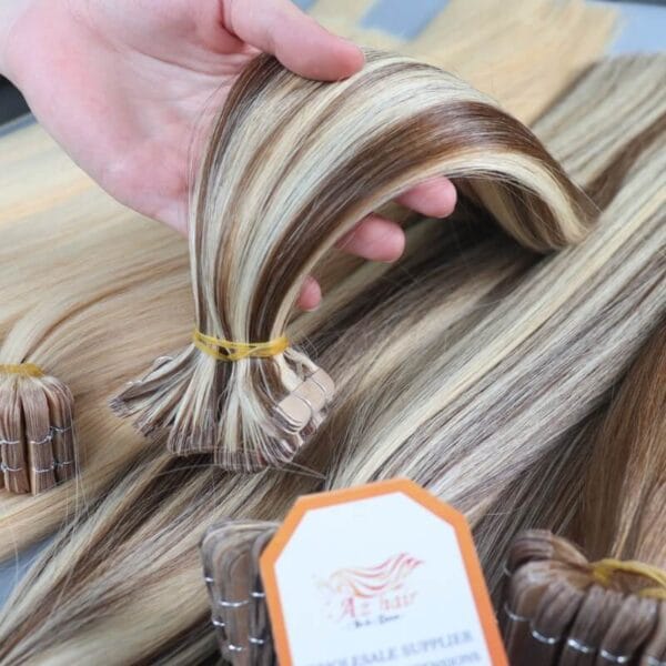 Wholesale-Price-Tape-Hair-#60C-Highlight-#4Ash-Color-100%-Human-Hair