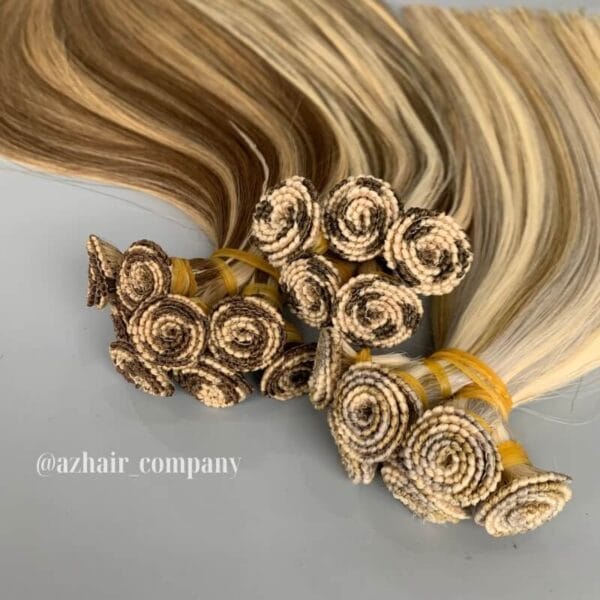 100%-Vietnamese-Hand-tied-Weft-Hair-Extensions-Highlight-Color-No-Mix-Of-Synthetic-Fiber