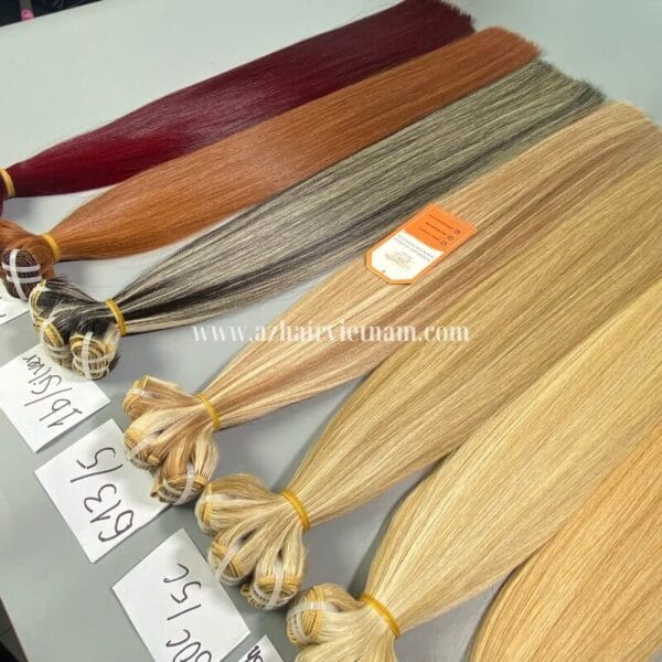 Colored-Machine-Human-Hair-Weft-Extensions-No-Mix-Synthetic8”- 34”-Factory-Price