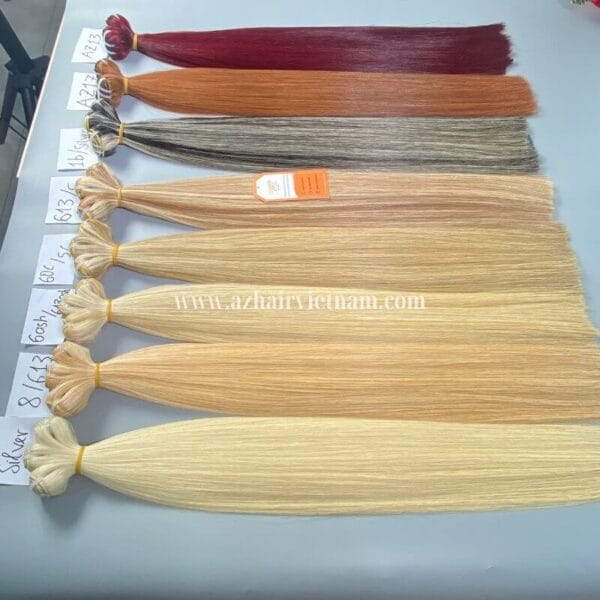 Colored-Machine-Human-Hair-Weft-Extensions-No-Mix-Synthetic8”- 34”-Factory-Price