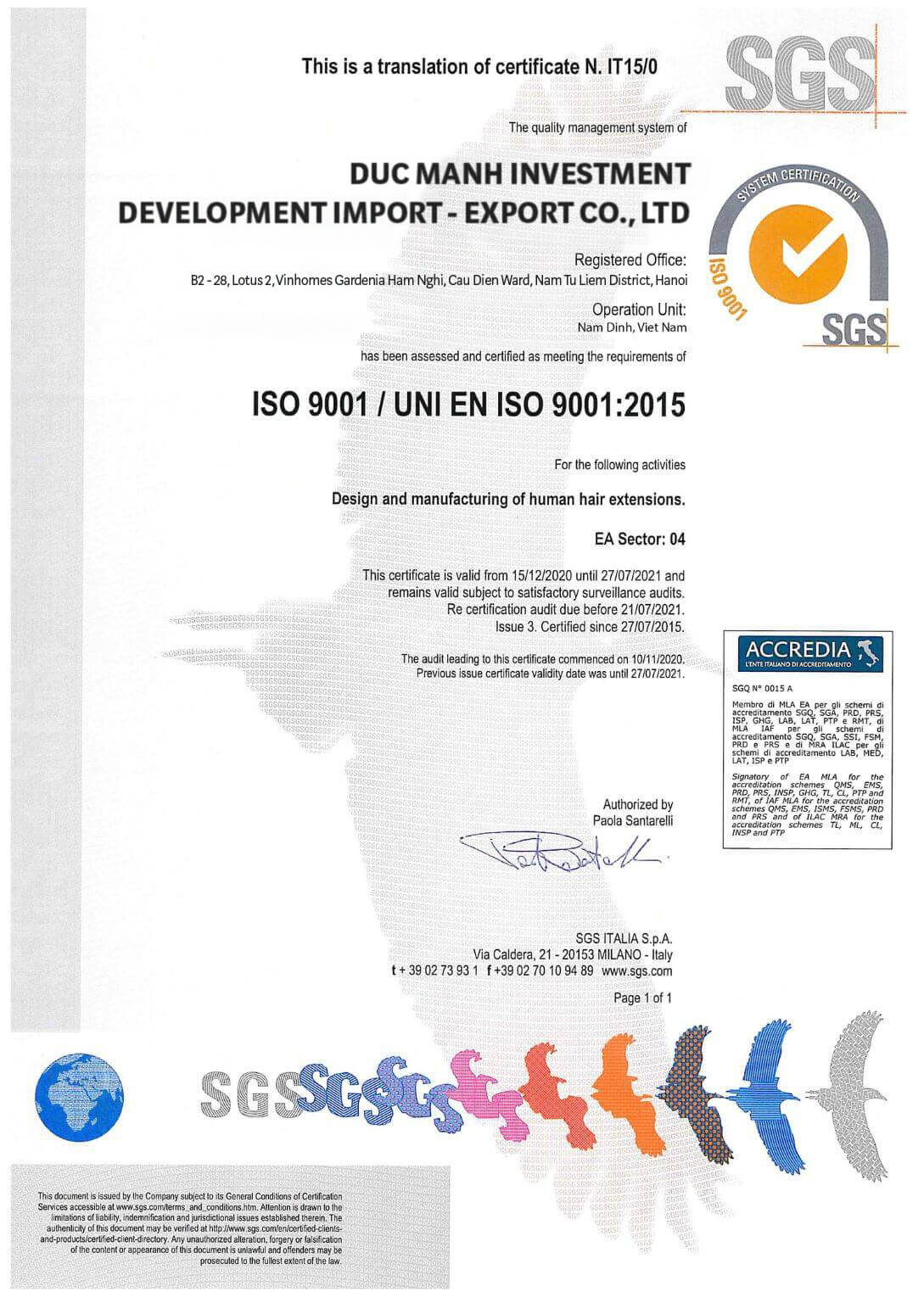 AZ-Hair-Vietnam-ISO-9001-Certificate