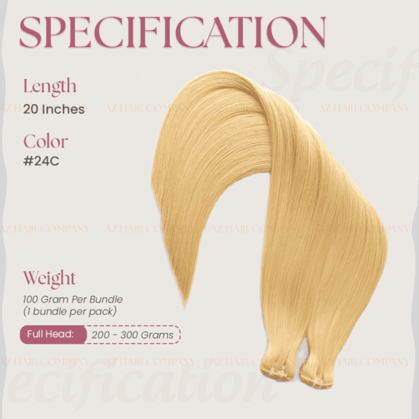 Premium-20-inch-Sew-in-Weft-Extensions-#24C-Color-Real-Vietnamese-Hair