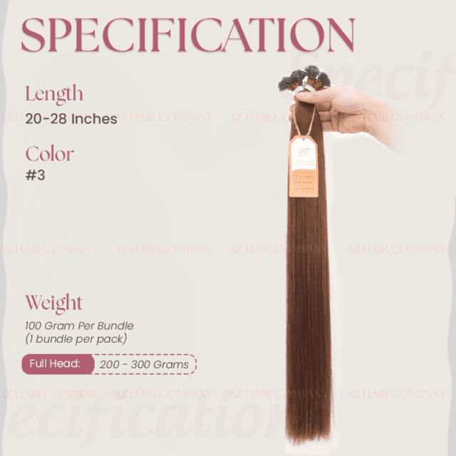 Fusion-Flat-Tip-Extensions-Color-#3-Vietnamese-Hair-Luxury-Quality-specification