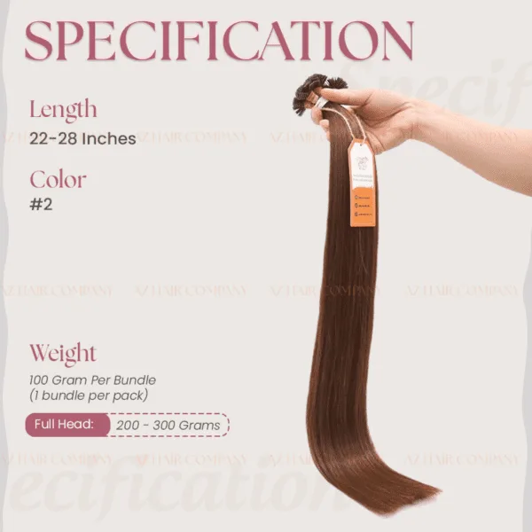 Fusion-Flat-Tip-Extensions-Rich-Brown-Hair-Color-Vietnamese-Hair-specification