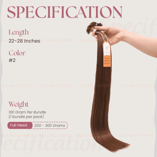 Fusion-Flat-Tip-Extensions-Rich-Brown-Hair-Color-Vietnamese-Hair-specification