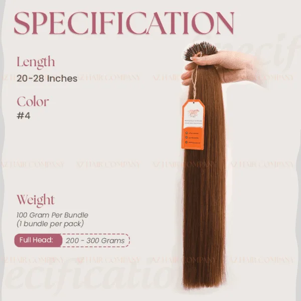 Vietnamese-Nano-Ring-Hair-Extensions-Premium-Hair-Quality-Color-#4-Specification