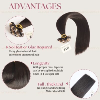 Tape-In-Hair-Extensions-Color-#1B-Natural-Color-For-Natural-Beauty