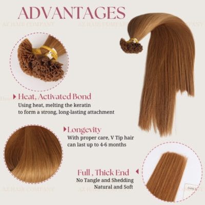 V Tip-Hair-Extensions-Color-#4-Super-Double- Flawless-Thickness- Silky-Texture