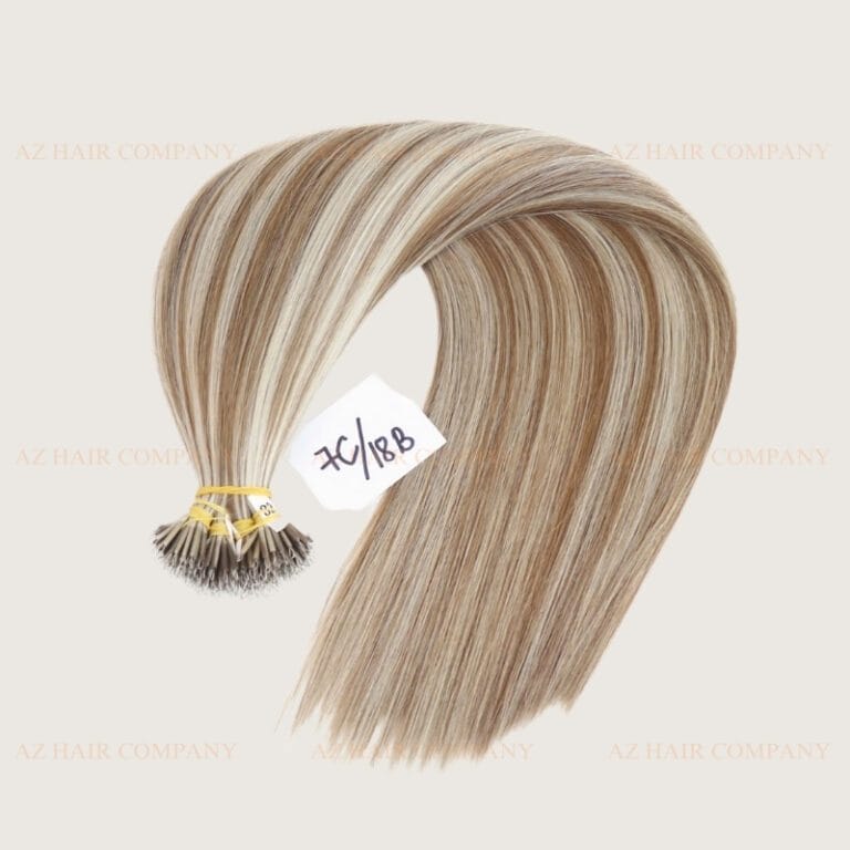 Nano-Tip-Hair-Extensions-Color-#7C/18B-Super-Double Drawn-Thick-Seamless-And-Flawless