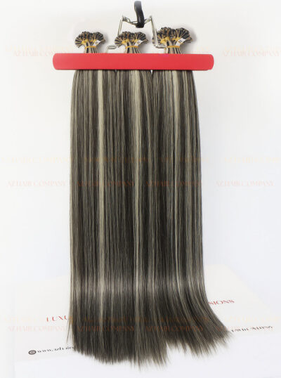 Flat-Tip Extensions Highlight Color #1 mix #Silver Vietnamese Hair