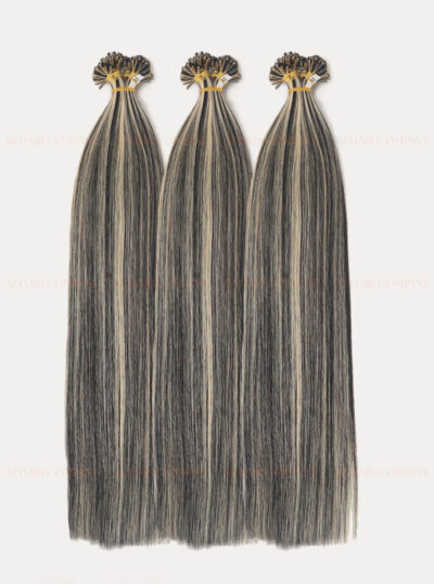 Premium-Flat-Tip-Extensions-Highlight-Color-#1-mix-#Silver-Authentic-Vietnamese-Hair-Cover